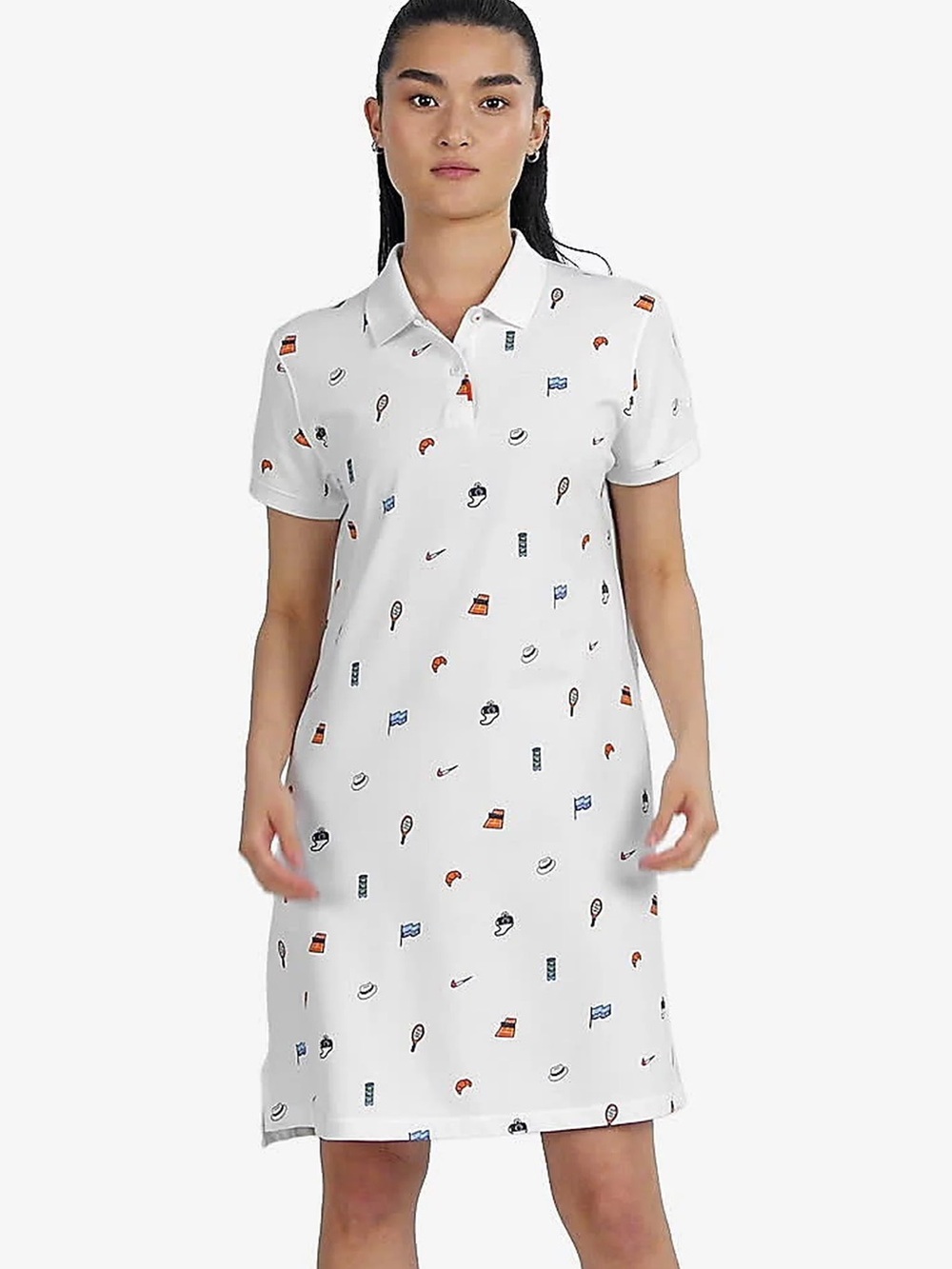 Nike Court Printed Womens Tennis Polo Dress CT2943-100 White- Size XXL
